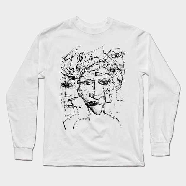 sketched faces Long Sleeve T-Shirt by MelissaChalhoub